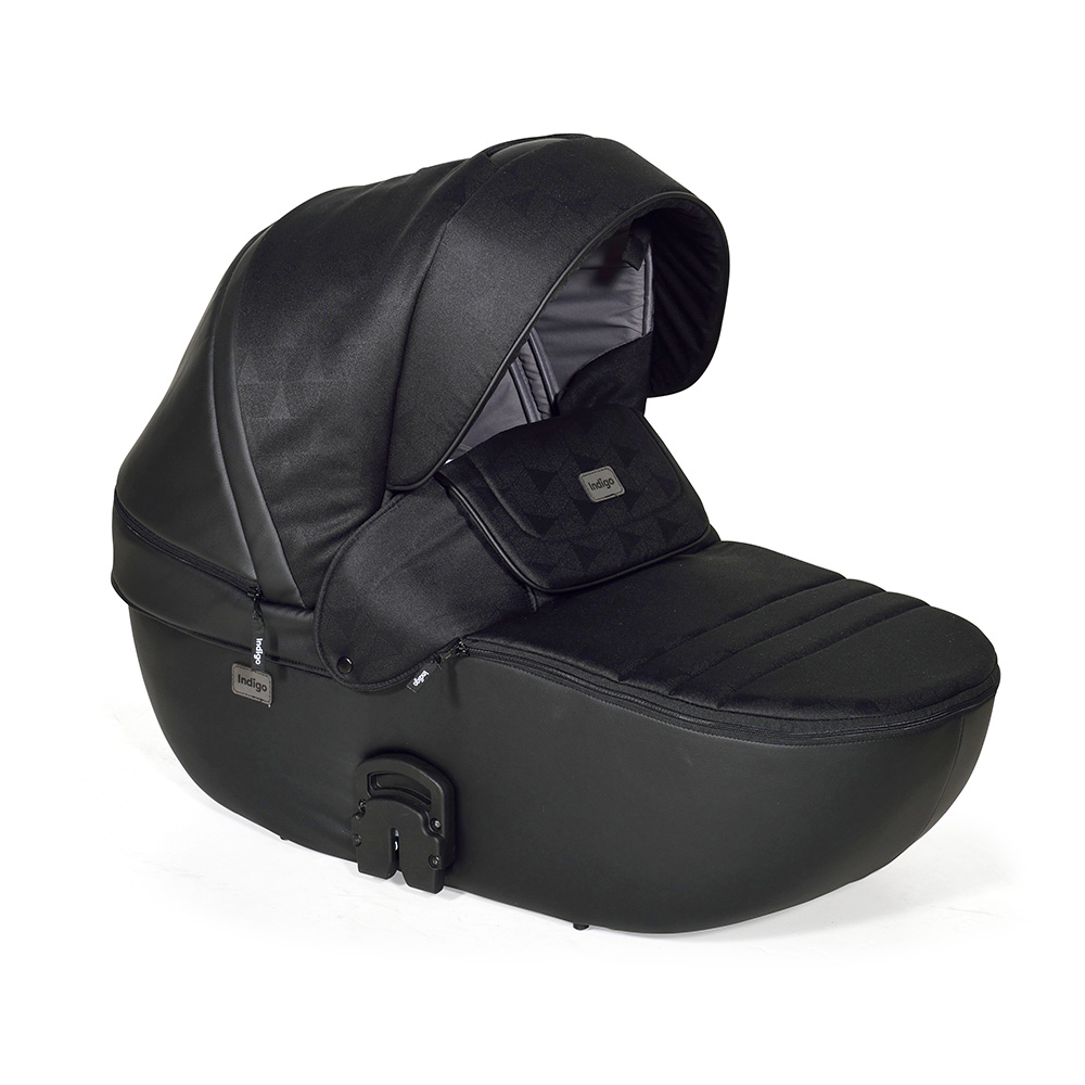 Коляска 2 в 1 Indigo PORTO - Po 08 (черная кожа+черный узор)