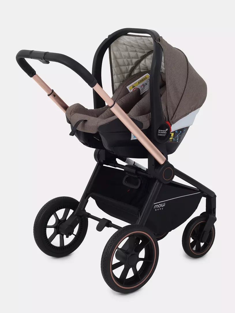 Коляска 3 в 1 Mowbaby Zoom PU gold cacao brown