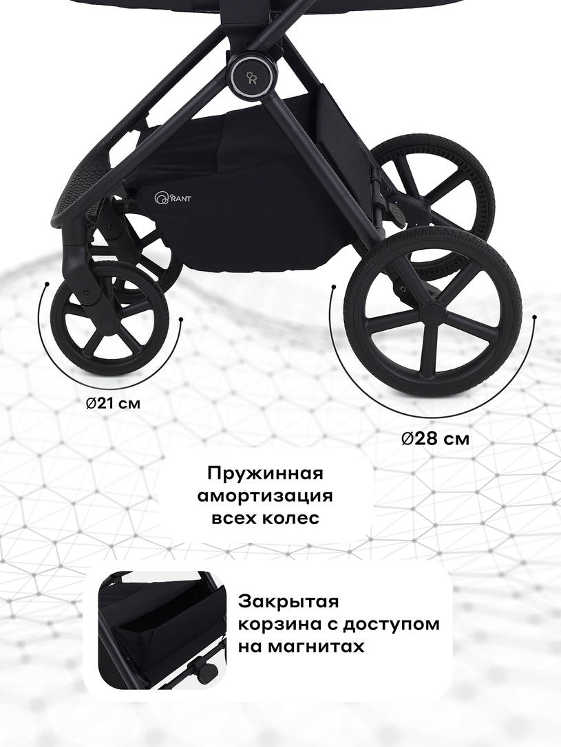 Коляска 2 в 1 Rant Teo Black