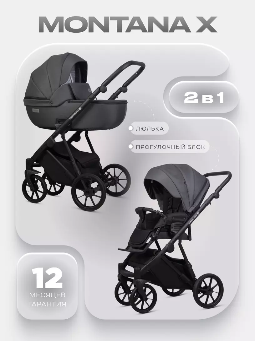 Коляска 2 в 1 Riko Basic Montana X 53 Dark grey