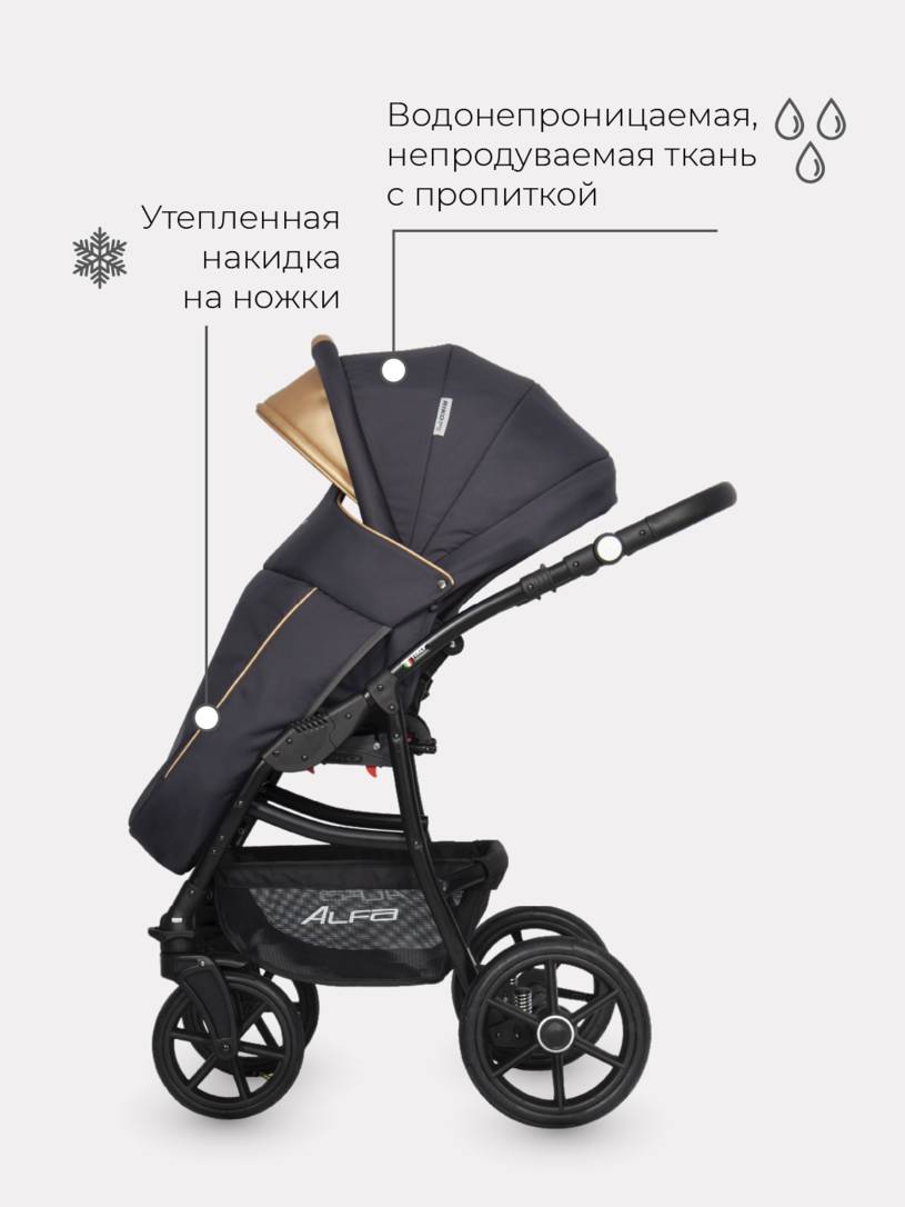 Коляска 2 в 1 Riko Basic Alfa Ecco 02 черно-золотистый