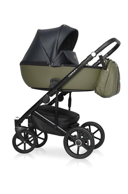 Коляска 3 в 1 Riko Basic Ozon 02 черно-зеленый