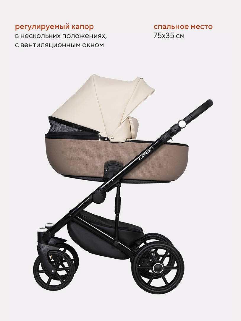 Коляска 2 в 1 Riko Basic Ozon Ecco 25 слоновая кость-бежевый