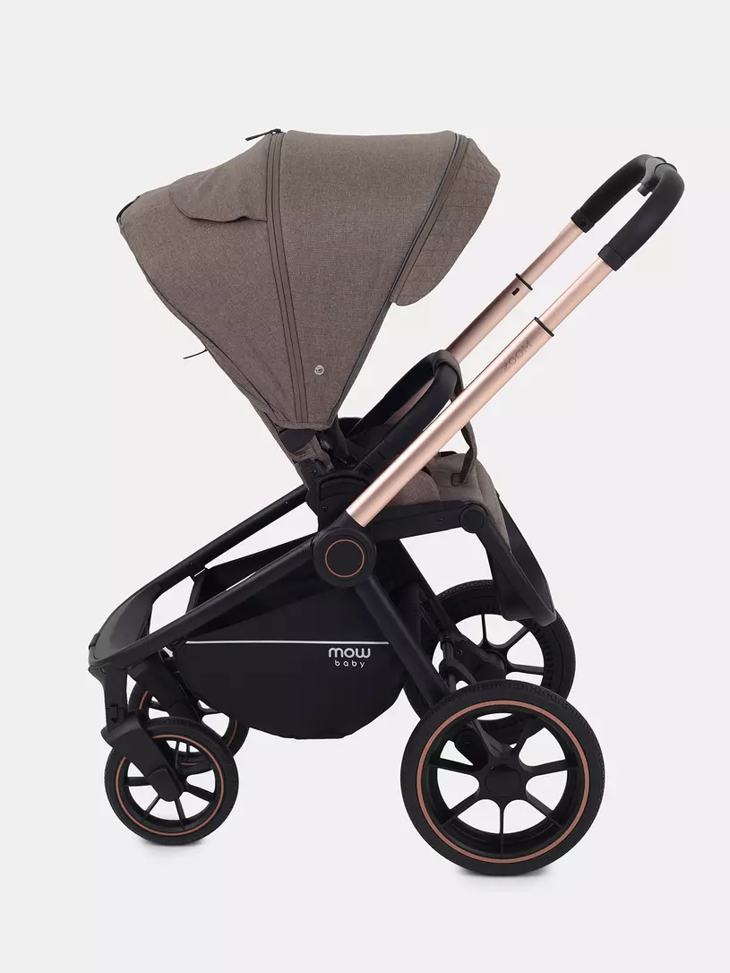 Коляска 3 в 1 Mowbaby Zoom PU gold cacao brown