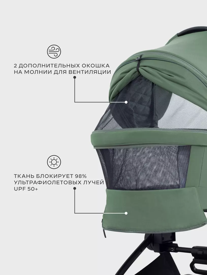 Коляска 3 в 1 Mowbaby Zoom PU Olive