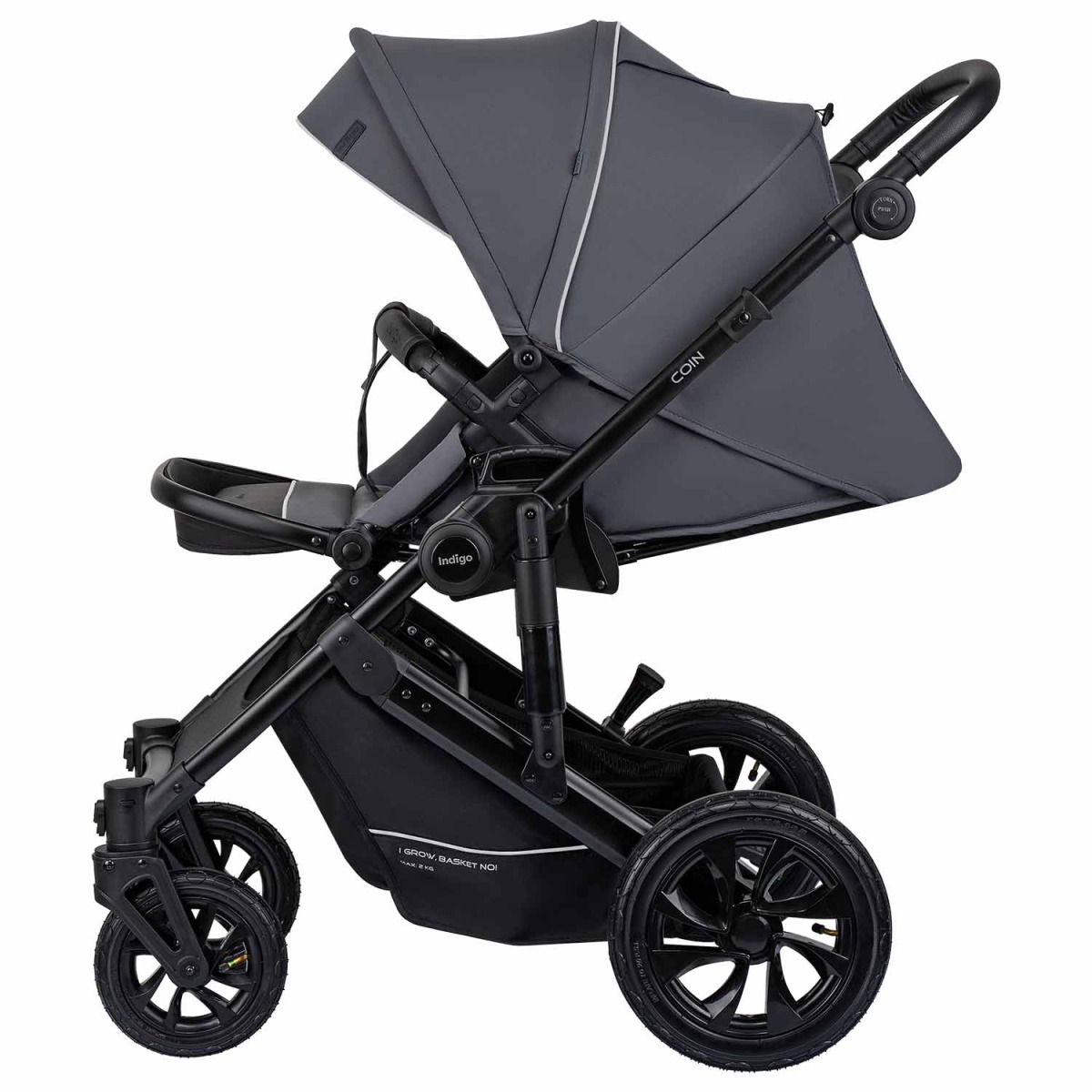 Коляска 2 в 1 Indigo Coin, Темно-серый