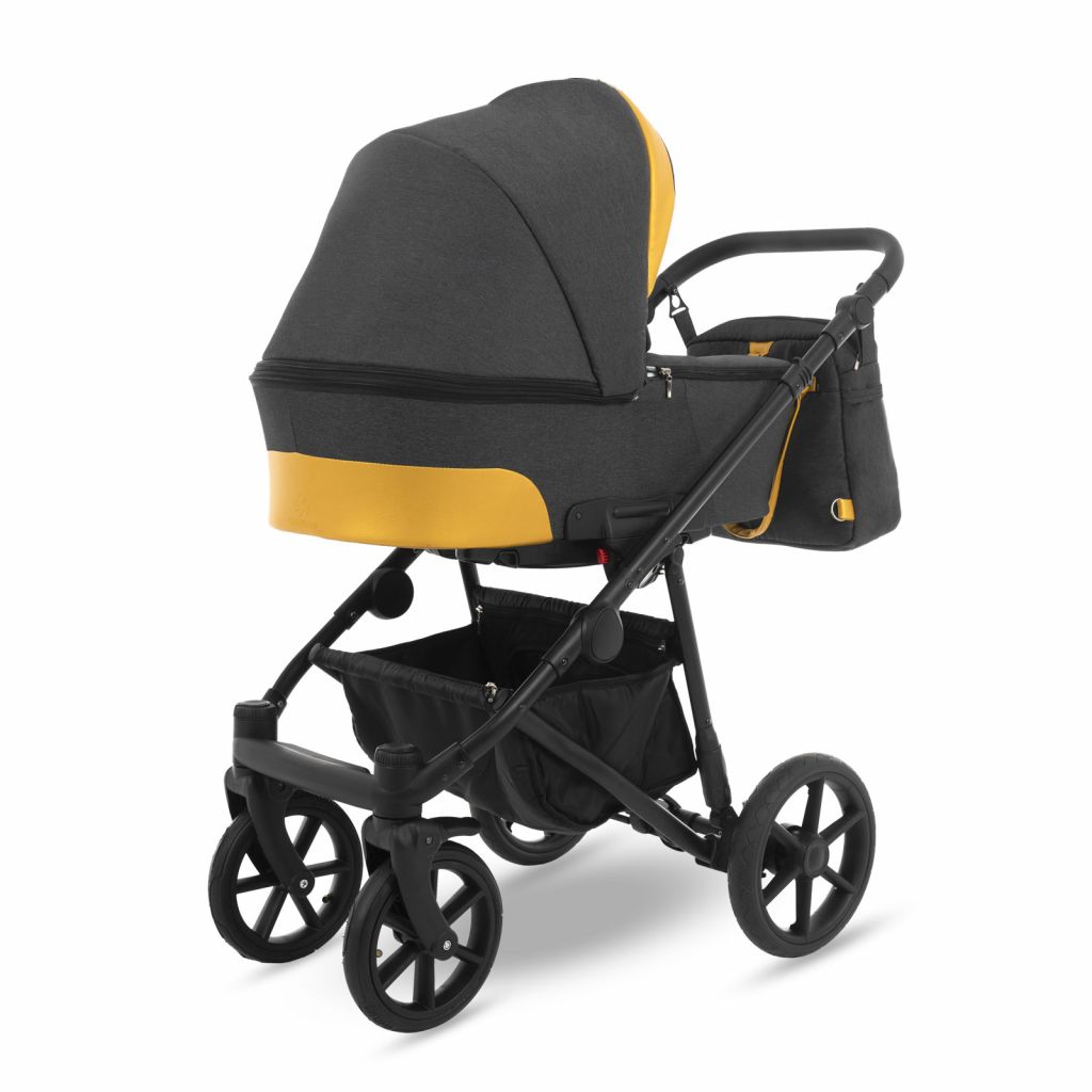 Коляска 2 в 1 Camarelo Ollio, Темно-серый меланж / Желтая эко-кожа (06)