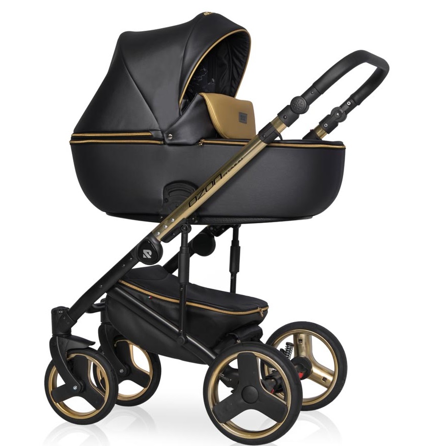 Коляска 2 в 1 Riko Basic Ozon Premium 34 чёрный-золотой
