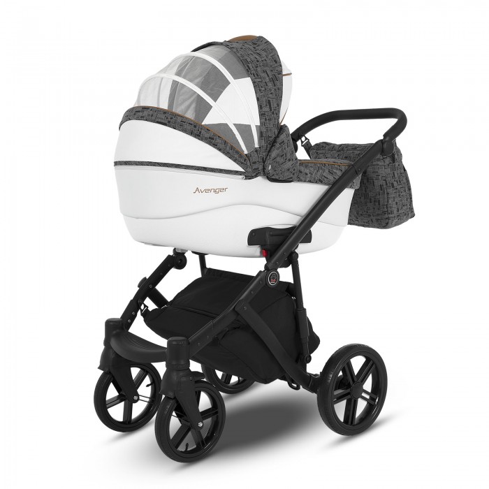 Коляска Camarelo Avenger 3 в 1 серый жаккард/белая экокожа