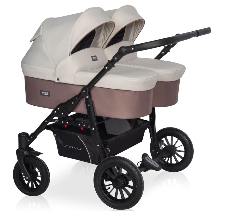 Коляска для двойни 2 в 1 Riko Basic Saxo 03 бежевый-коричневый