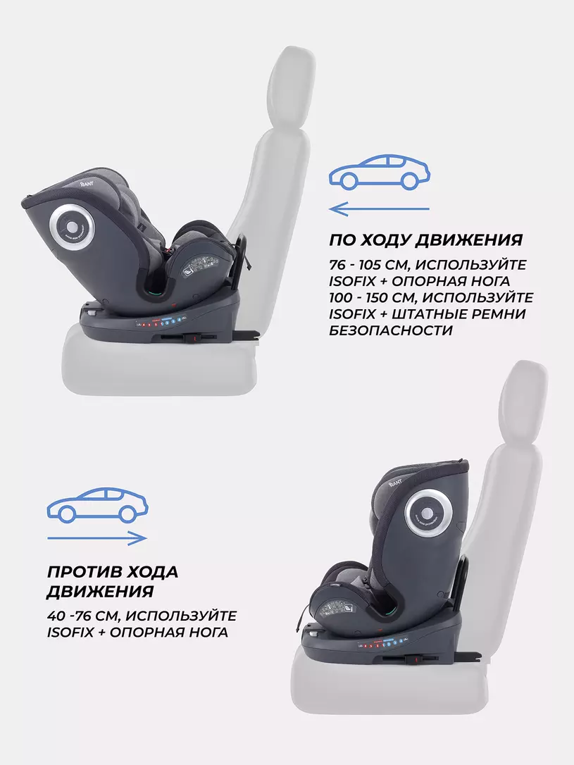 Автокресло Rant MultiFix группа 0/1/2/3 (0-36 кг), grey
