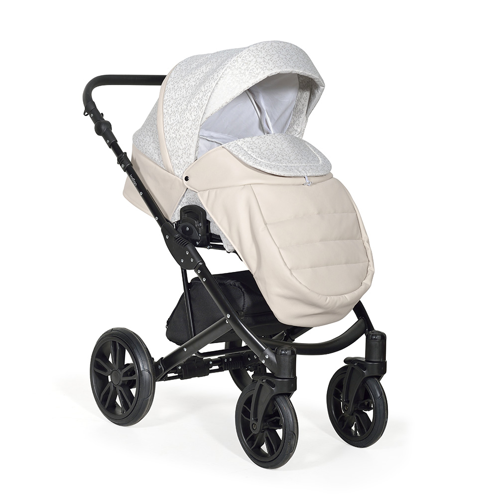 Коляска 2 в 1 Indigo MIO - Mi 02 (св.бежевая кожа+св.бежевый узор)