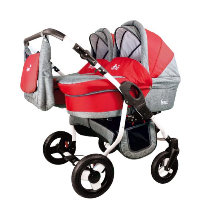 Коляска для двойни 2 в 1 Bart-Plast Fenix Duo 11 красно-серый