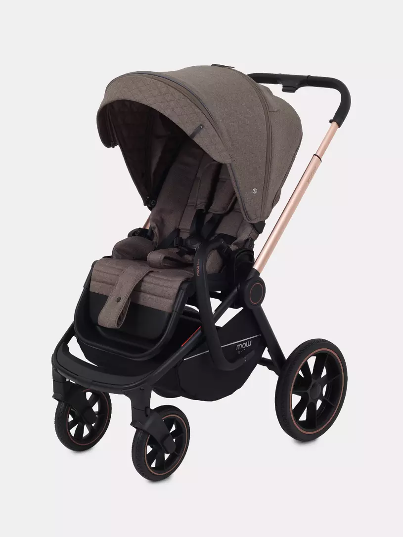 Коляска 3 в 1 Mowbaby Zoom PU gold cacao brown