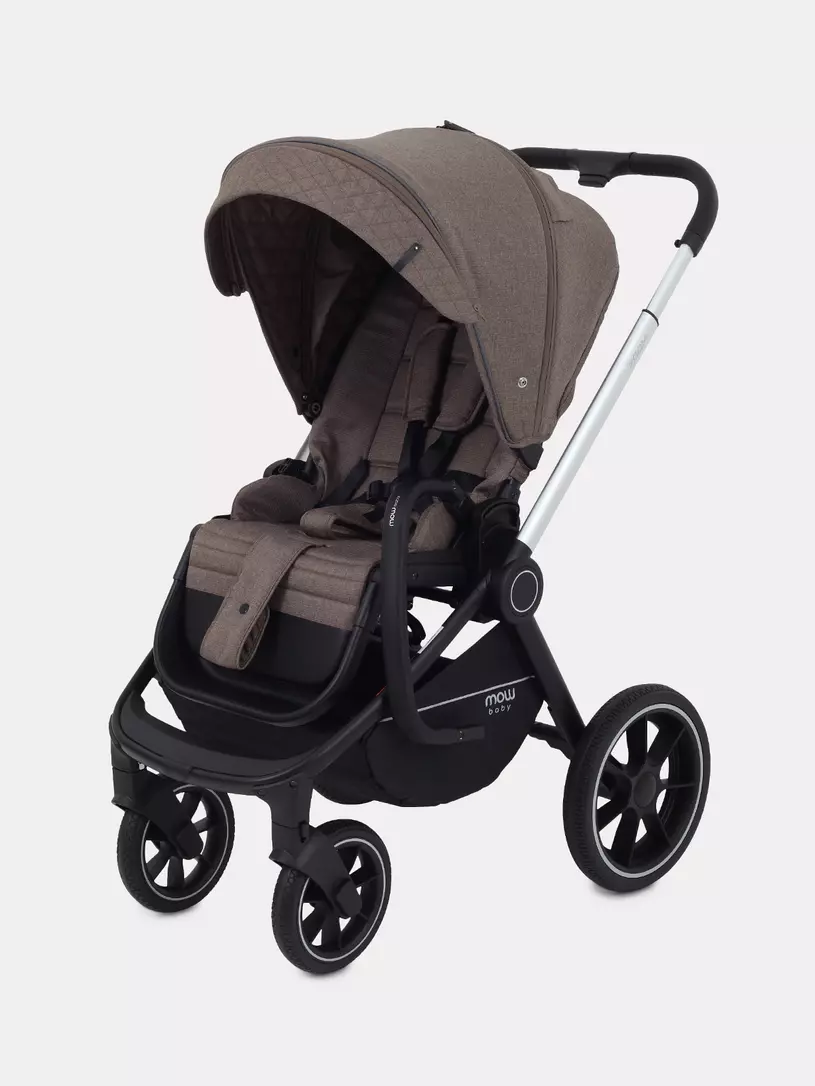 Коляска 3 в 1 Mowbaby Zoom PU silver cacao brown