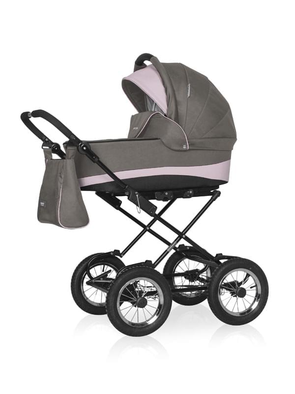 Коляска 2 в 1 Riko Basic Alfa Ecco Classic 09 серо-розовый