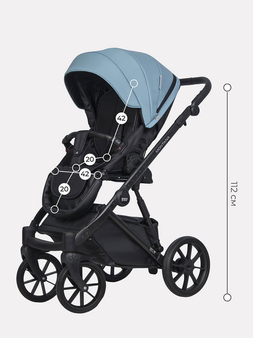 Коляска 2 в 1 Riko Basic Montana Ecco 16 blue, голубой