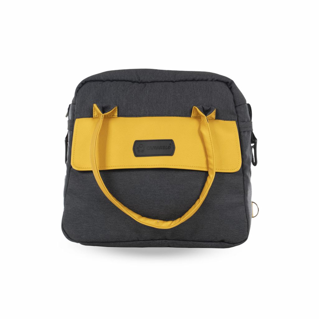 Коляска 2 в 1 Camarelo Ollio, Темно-серый меланж / Желтая эко-кожа (06)