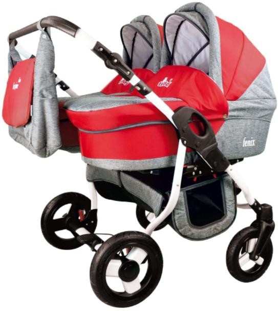 Коляска для двойни 2 в 1 Bart-Plast Fenix Duo 11 красно-серый