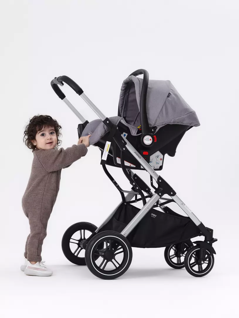 Коляска-трансформер 3 в 1 Mowbaby Jasper Silver grey