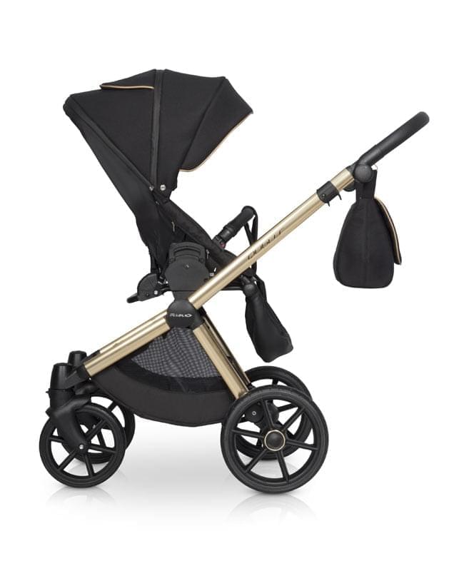 Коляска 2 в 1 Riko Qubus 05 черно-золотой