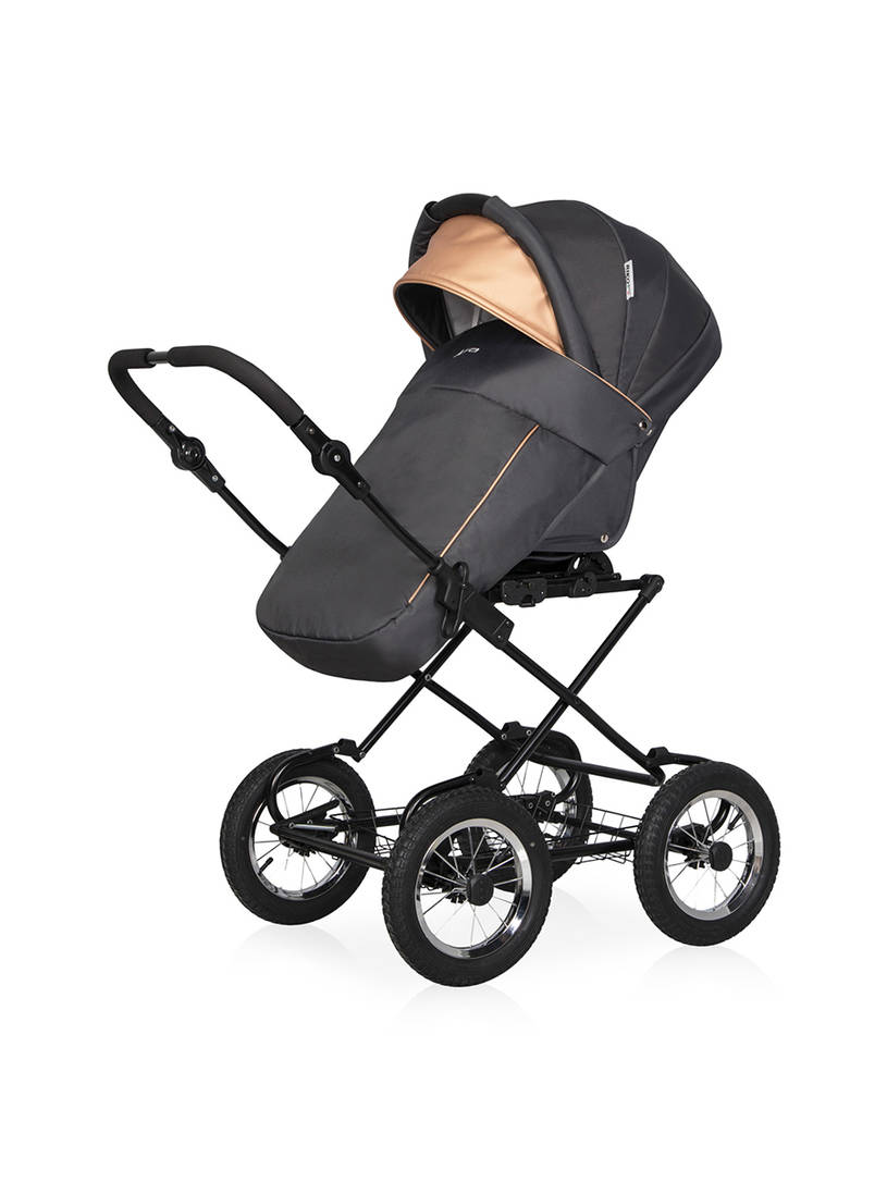 Коляска 2 в 1 Riko Basic Alfa Ecco Classic 02 черно-золотистый