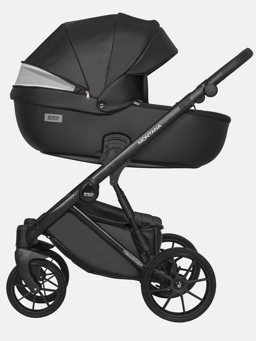 Коляска 2 в 1 Riko Basic Montana Ecco 12 Black черный