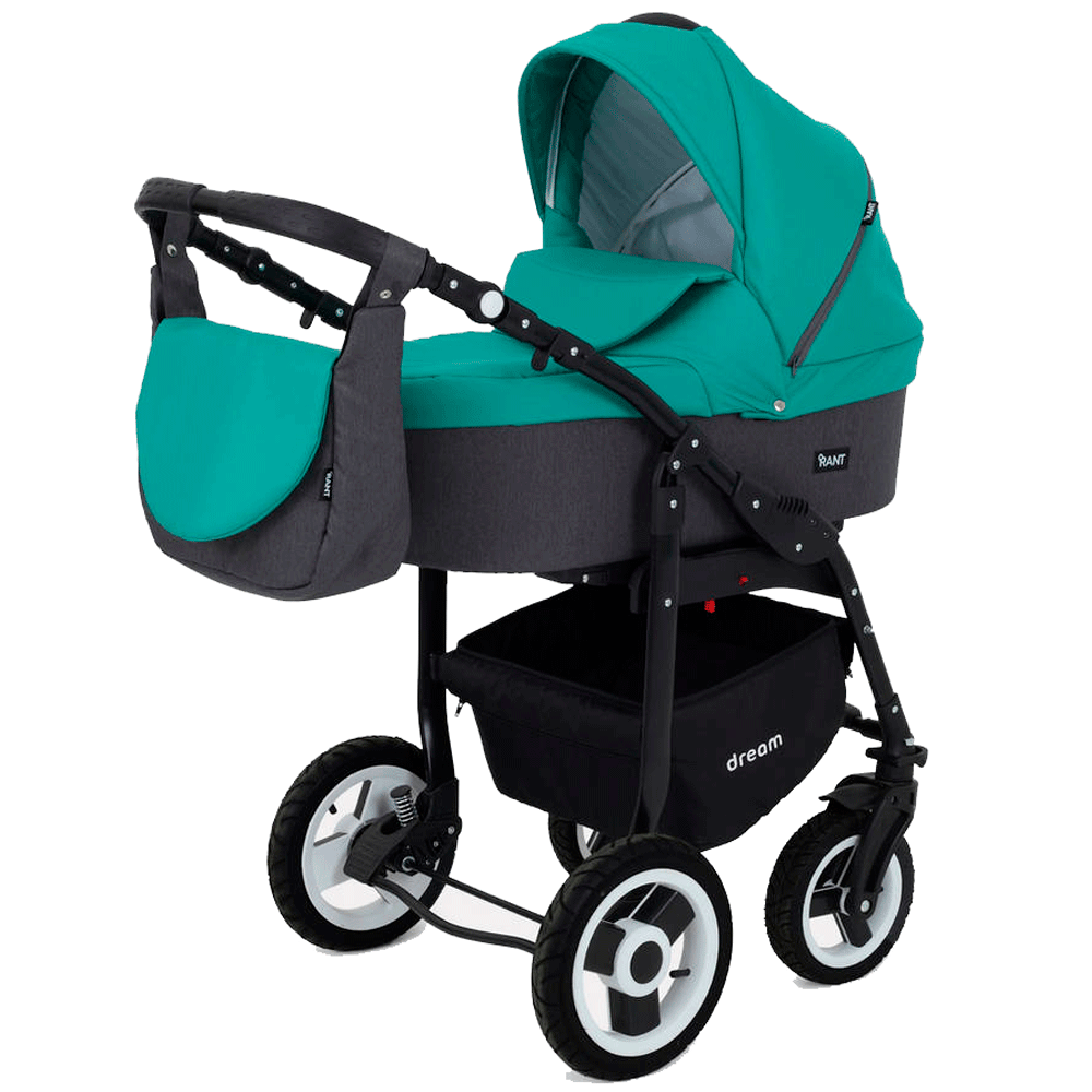 Коляска 3 в 1 Rant Dream 08 серый-темно-зеленый