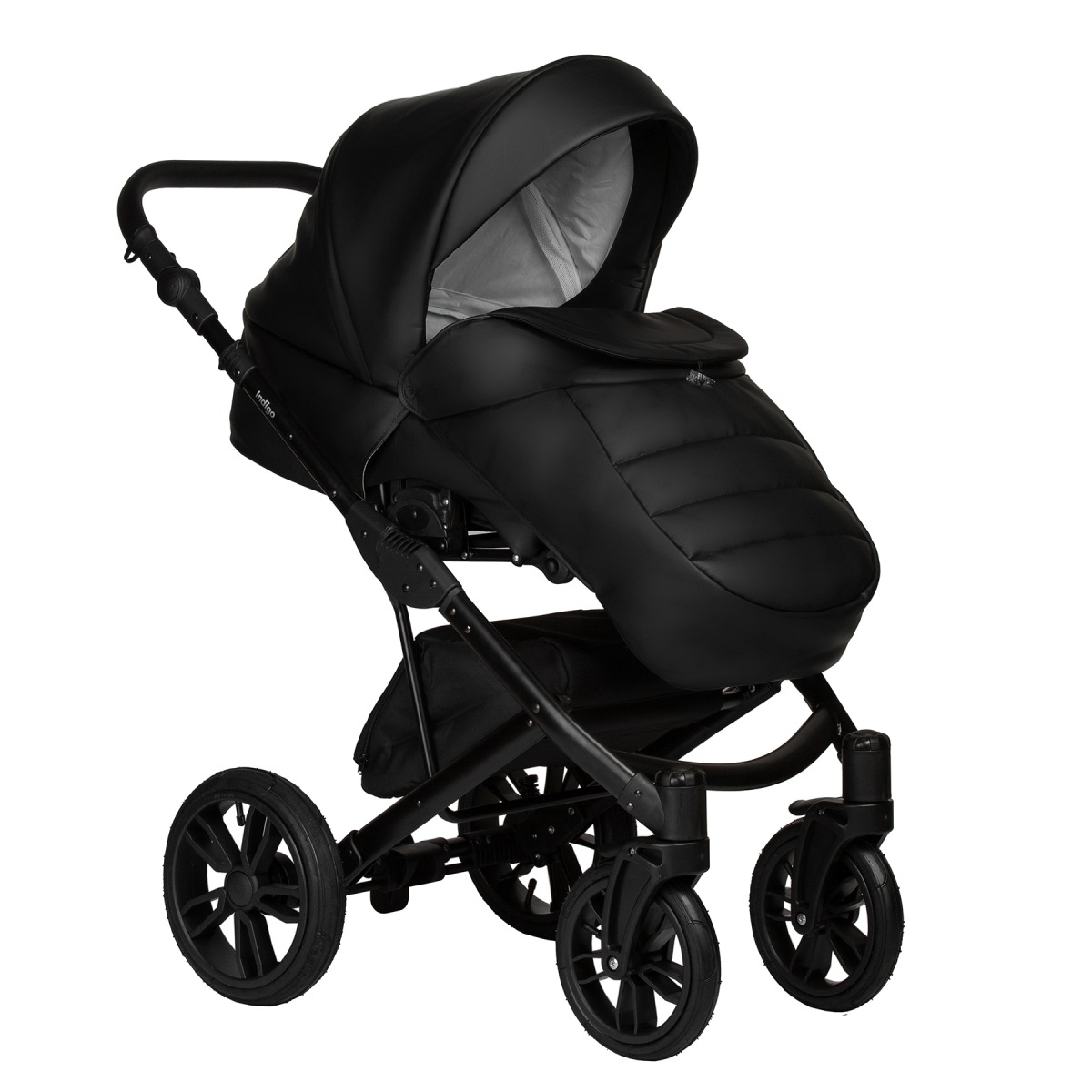 Коляска 2 в 1 Indigo Mio Eco, 01 (Черная кожа)