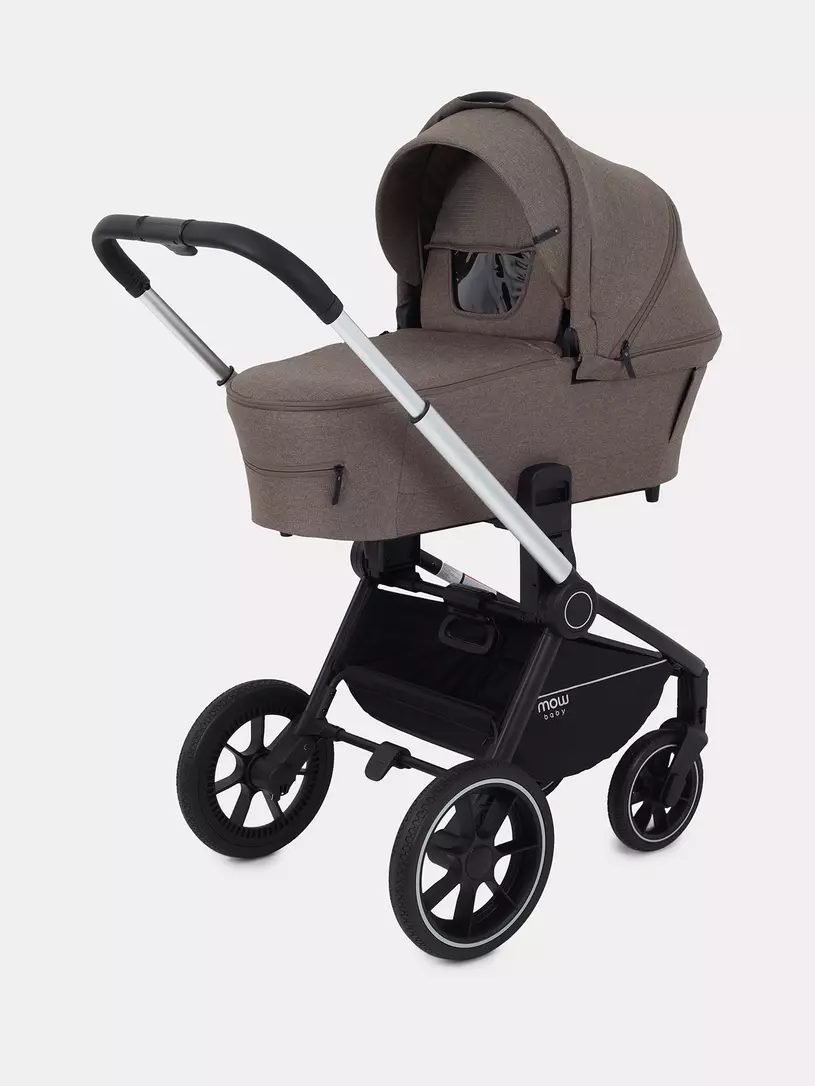 Коляска 3 в 1 Mowbaby Zoom PU silver cacao brown