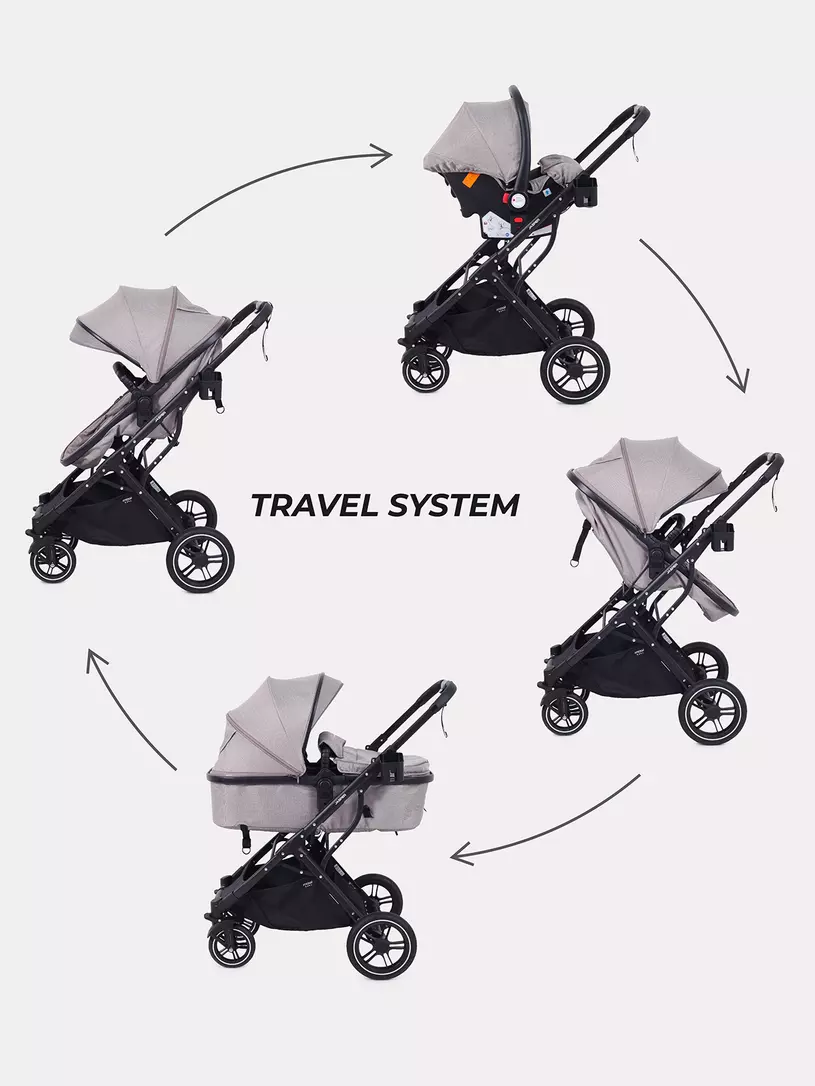 Коляска-трансформер 3 в 1 Mowbaby Jasper Beige