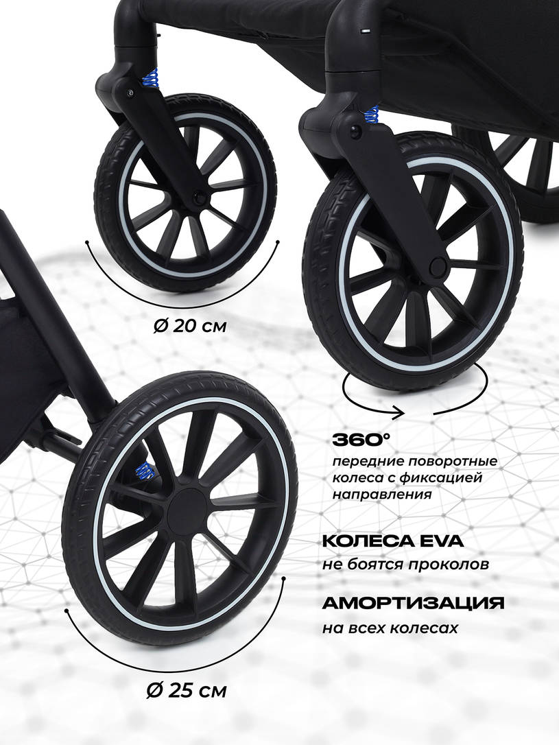 Коляска 3 в 1 Mowbaby Amber Black