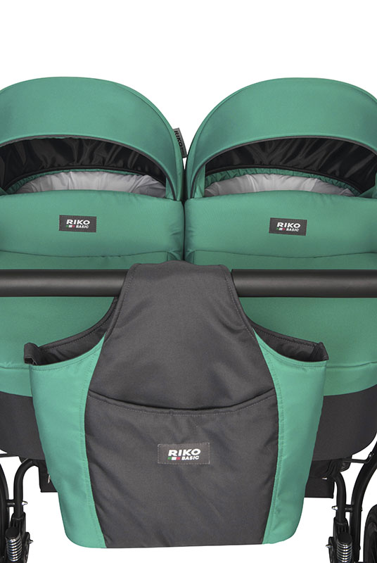 Коляска для двойни 2 в 1 Riko Basic Saxo 01 бирюзовый-чёрный