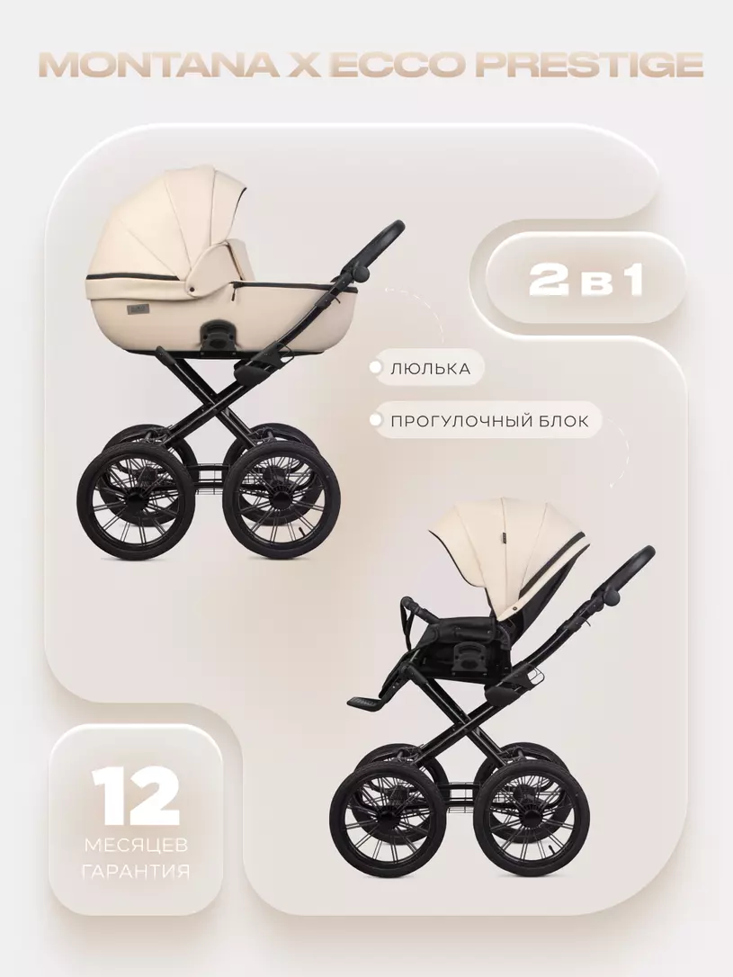 Коляска 2 в 1 Riko Basic Montana X Ecco Prestige 15 Ivory beige