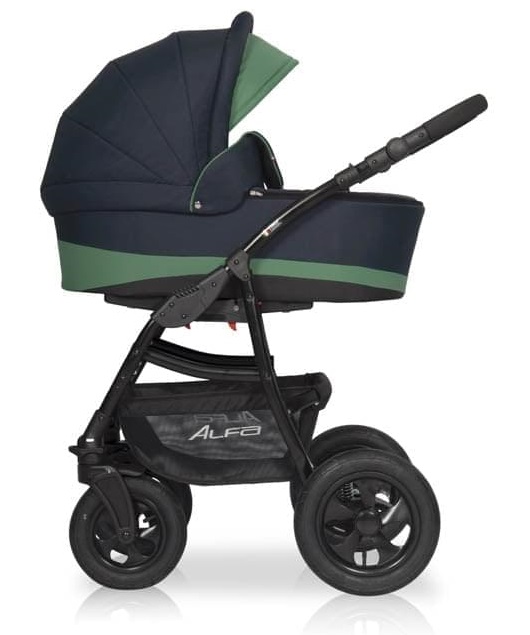 Коляска 2 в 1 Riko Basic Alfa 02 черно-зеленый