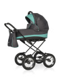 Коляска 2 в 1 Riko Basic Alfa Ecco Classic 04 черно-голубой