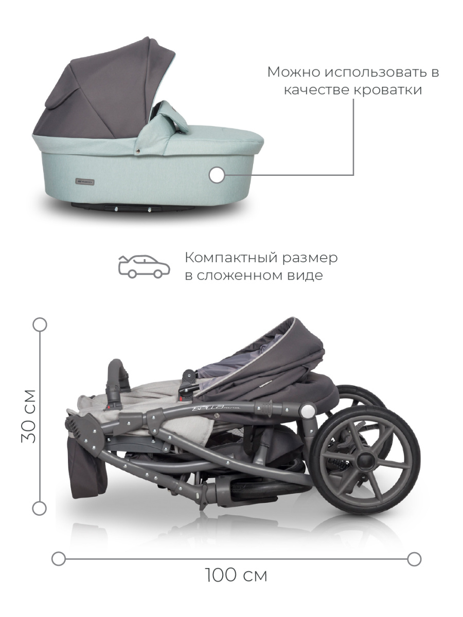 Коляска 3 в 1 Riko Basic Bella Pastel 02 ментоловый