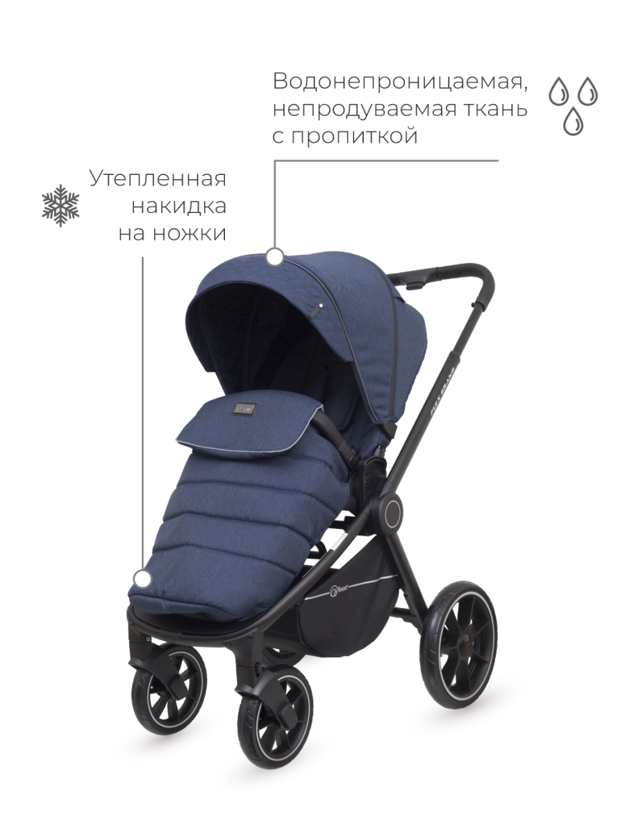 Коляска 3 в 1 Rant Flex Grand Jeans Blue синий