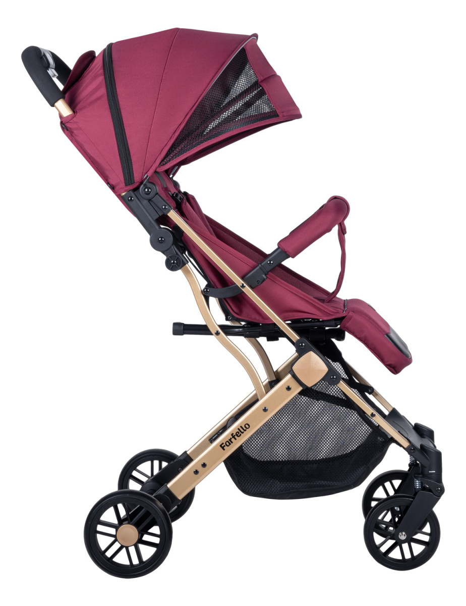 Коляска детская прогулочная Farfello Comfy Go (Cherry/ Вишня (золото) CG-66)