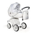 Коляска 2 в 1 Indigo PORTO - Po 07 (белая кожа+белый узор)