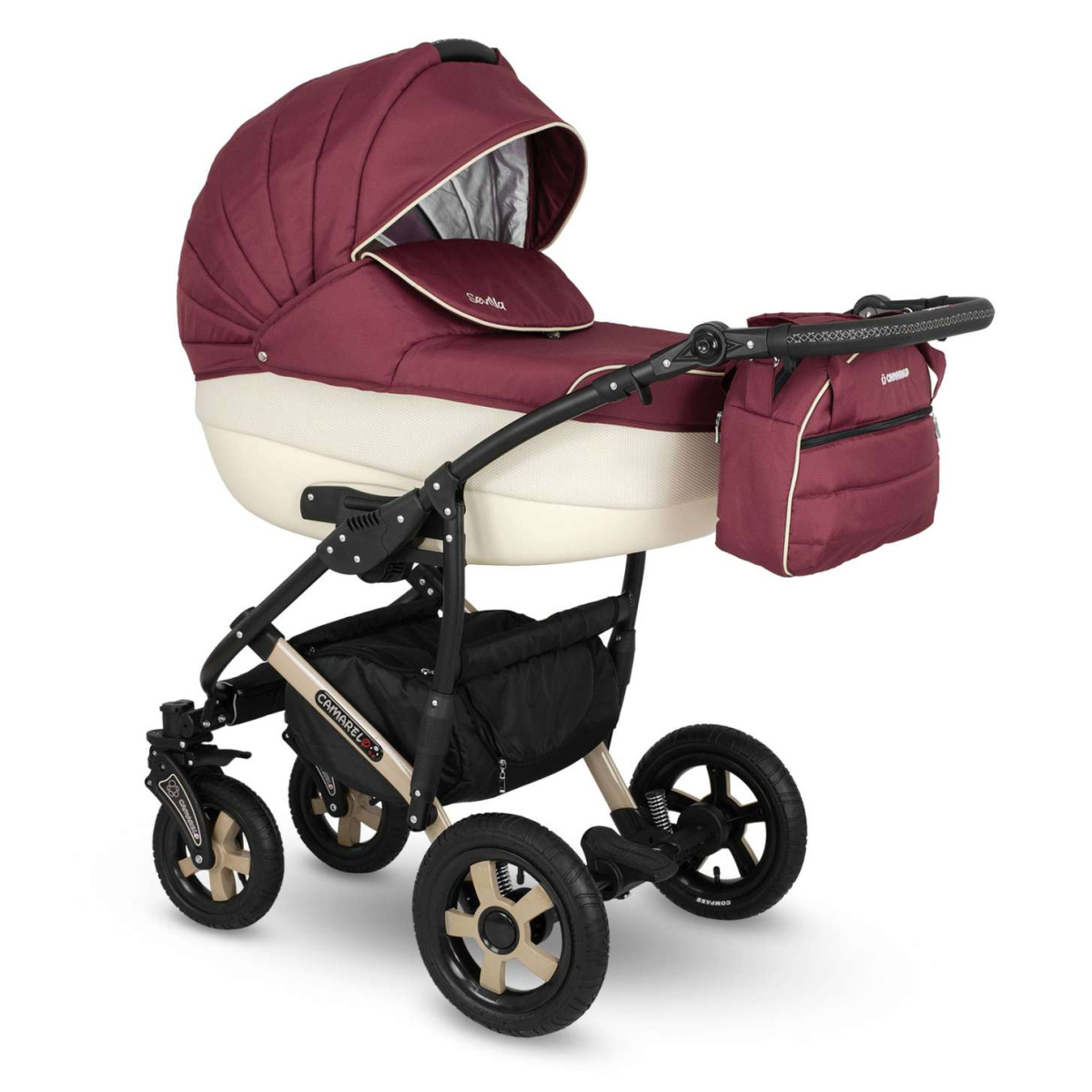 Коляска Camarelo Sevilla WXSE 3 в 1 бордовый