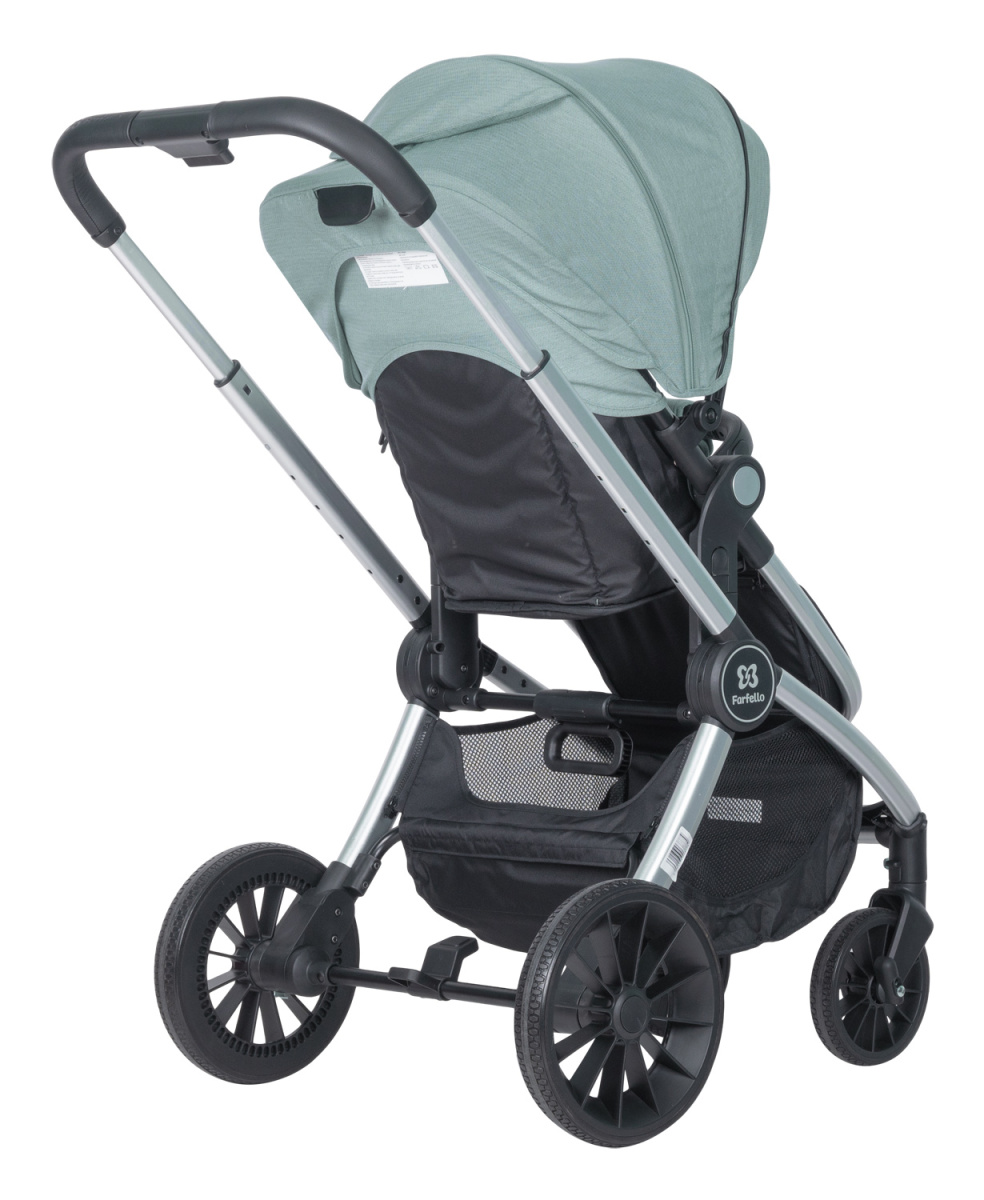 Коляска модульная 3 в 1 Farfello Baby shell BBS (BBS-33 green/зеленый/ серебро)