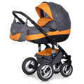 Коляска 2 в 1 Riko Bruno 06 серо-оранжевый