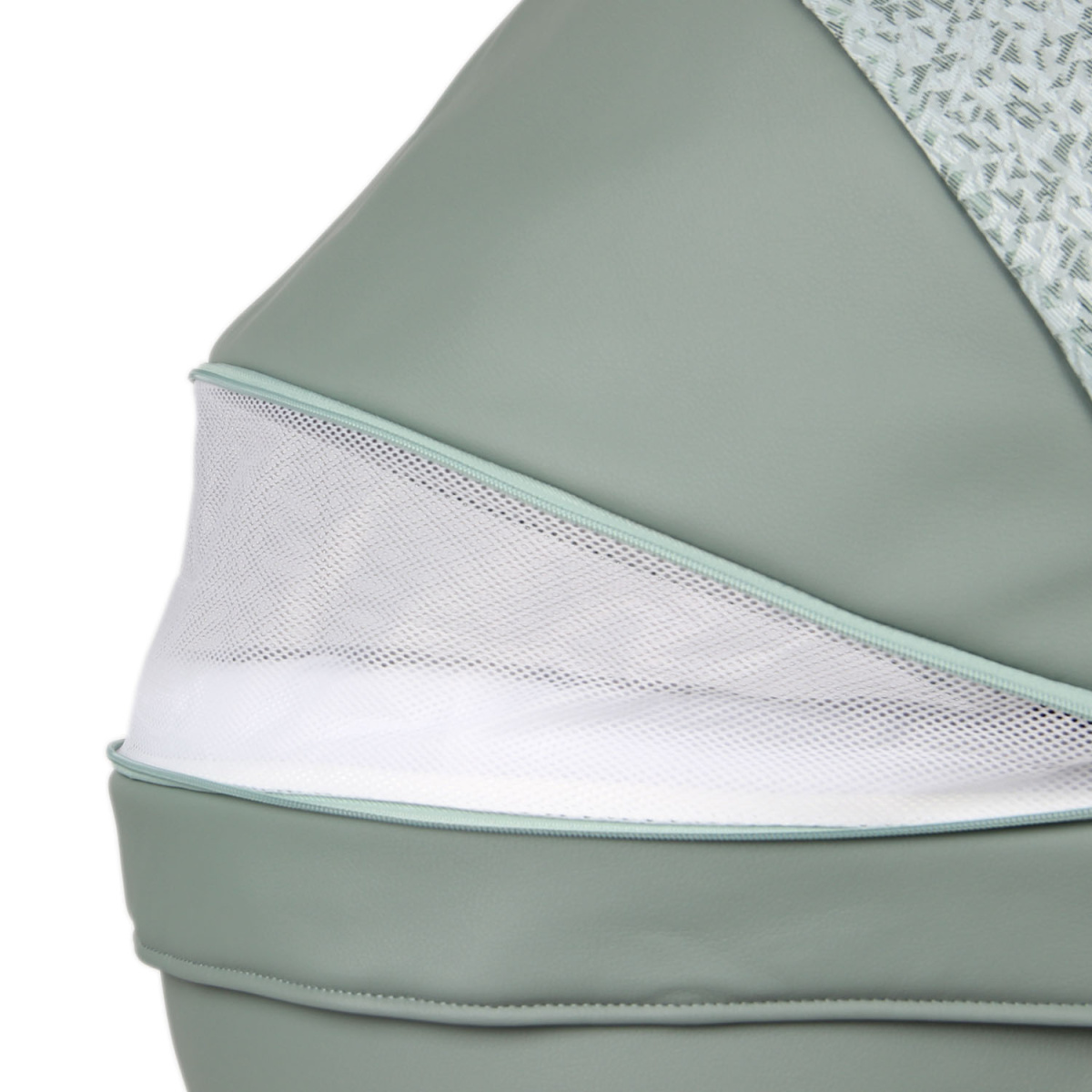 Коляска 2 в 1 Indigo MIO - Mi 06 (шалфей кожа+зеленый узор)