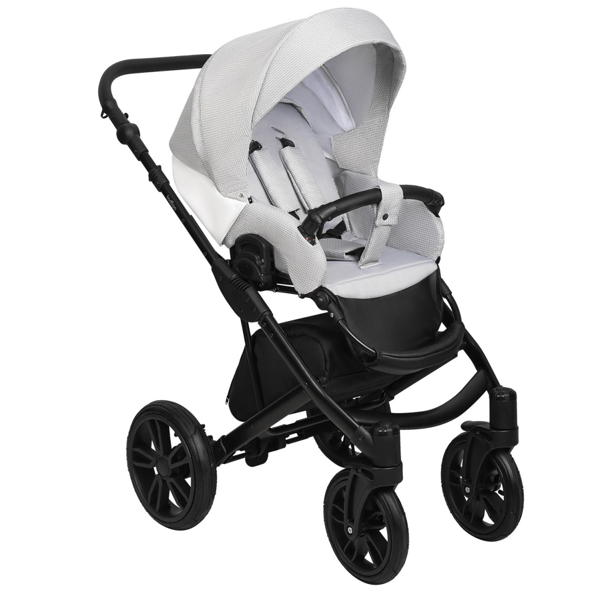 Коляска 2 в 1 Indigo MIO - Mi 01 (белая кожа+белый узор)