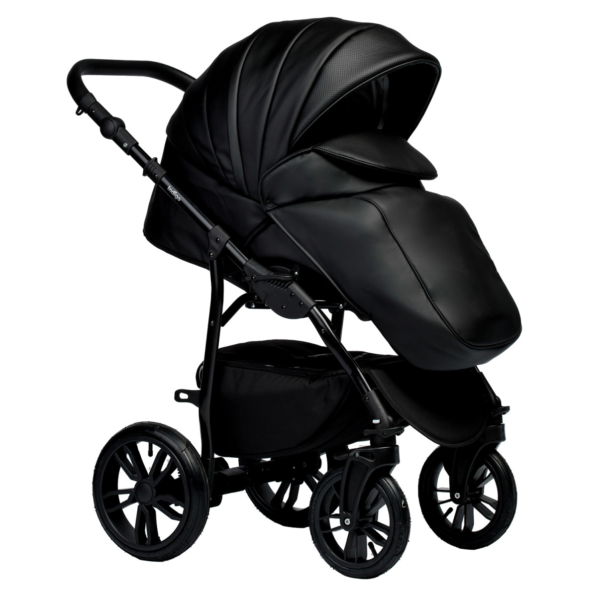 Коляска 2 в 1 Indigo Special, Is 03 (Черная кожа)