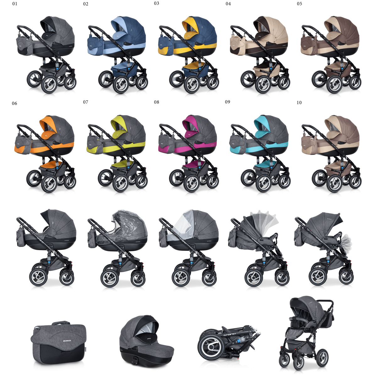 Коляска 3 в 1 Riko Bruno 05 коричнево-бежевый