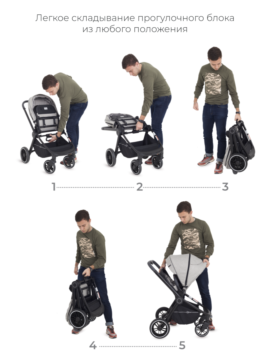 Коляска 3 в 1 Rant Flex Trends Grey серый