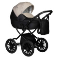 Коляска 2 в 1 Indigo MIO ECO Plus 14 - 04 (черная кожа+св.бежевая кожа)