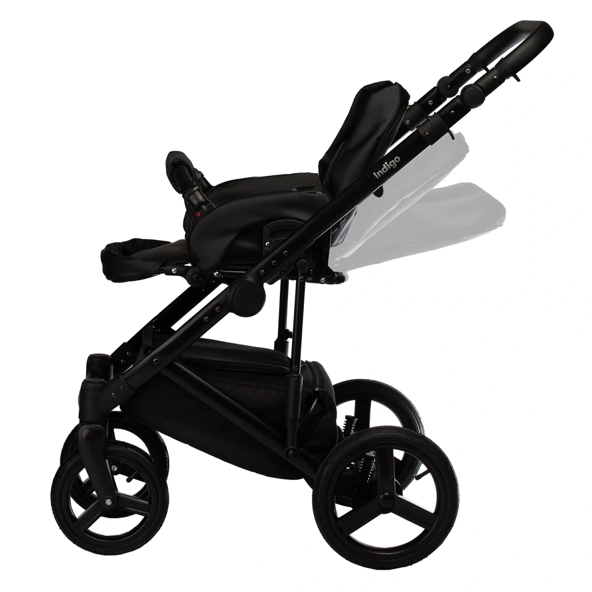 Коляска 2 в 1 Indigo TOUR ECO Te 10 (черная кожа+белая кожа)